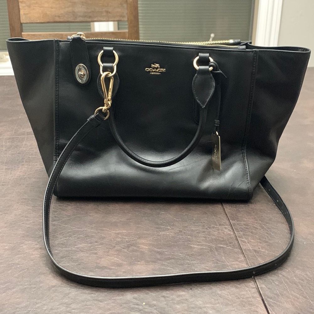 Coach Crosby Carryall double zipper tote - black leather